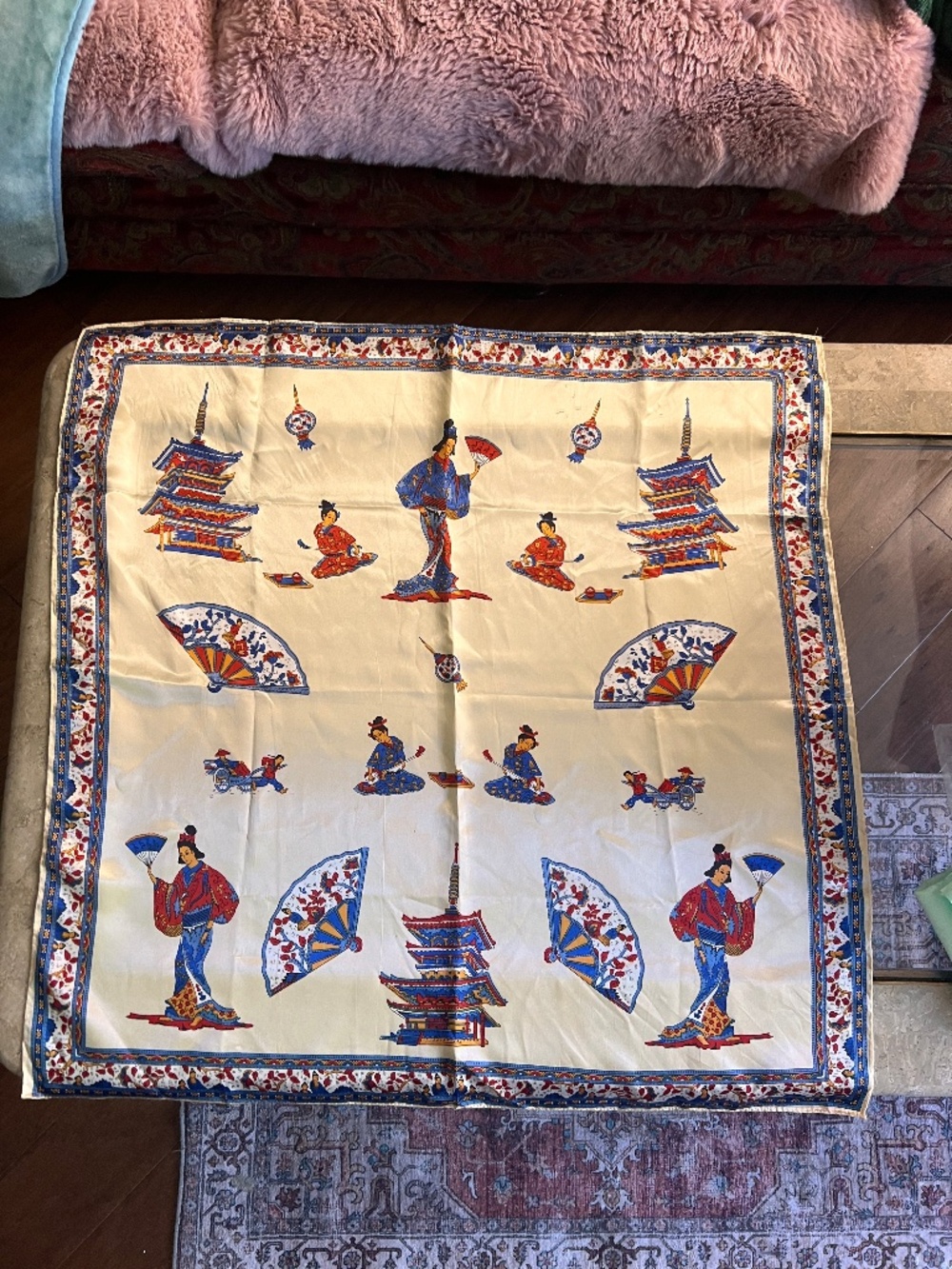 Vintage Peck & Peck Asian Design Square Acetate Scarf - Picture 2 of 6